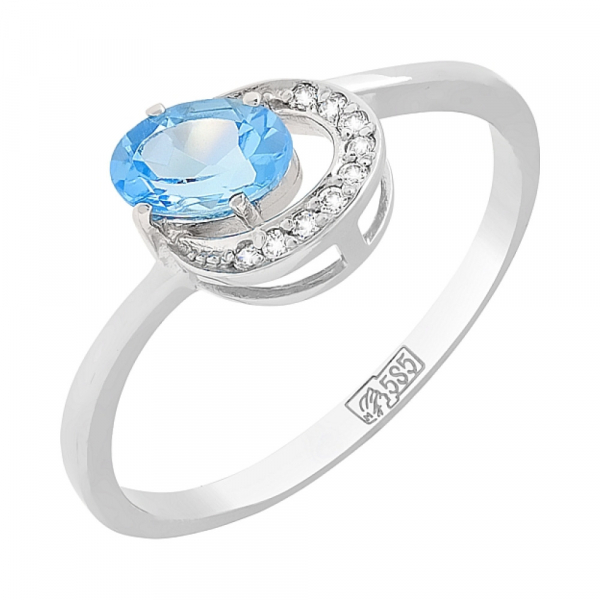 Золотое кольцо с топазом и фианитами № 76101