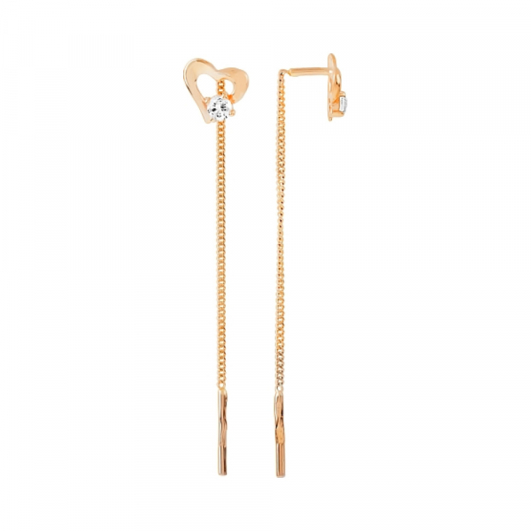 Золотые серьги с фианитом № 28420