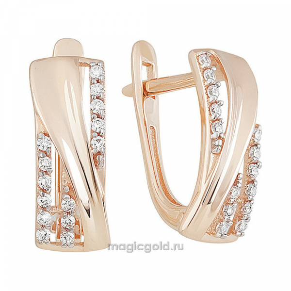 Золотые серьги с фианитом № 155915