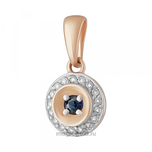 Золотая подвеска с бриллиантом и сапфиром № 160649