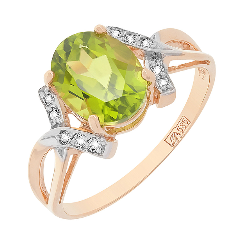  кольцо с фианитом и золотым покрытием № 108332