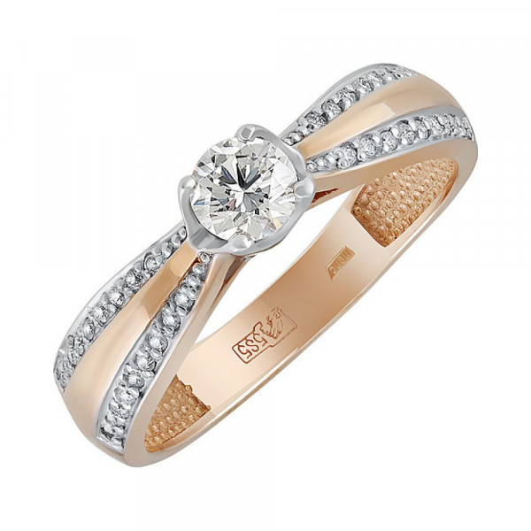 Золотое кольцо с бриллиантом № 124256