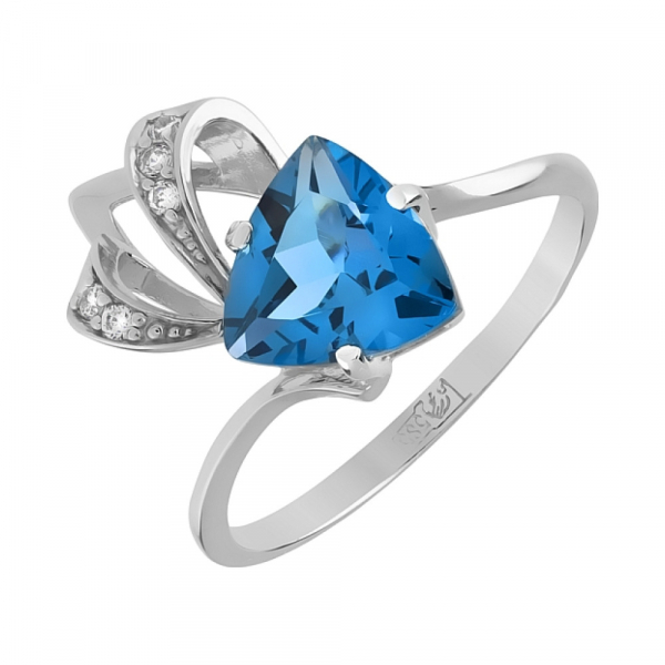 Золотое кольцо с топазом и фианитом № 110980