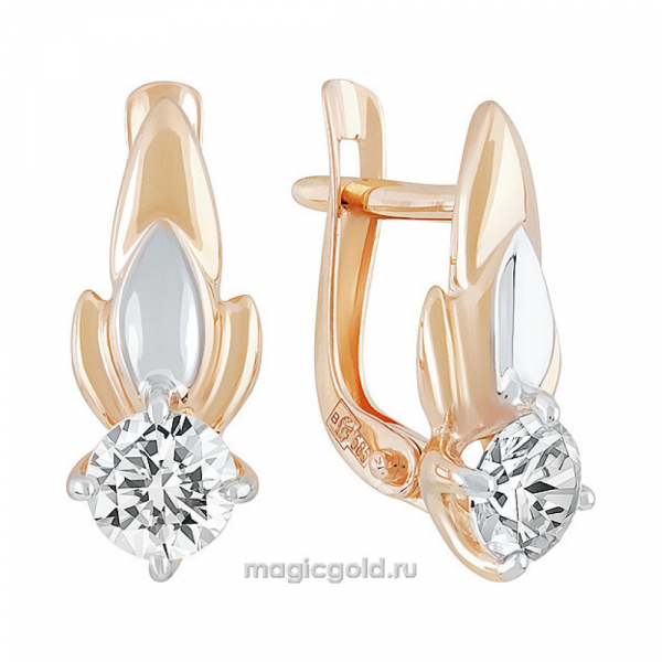Золотые серьги с фианитом № 139975