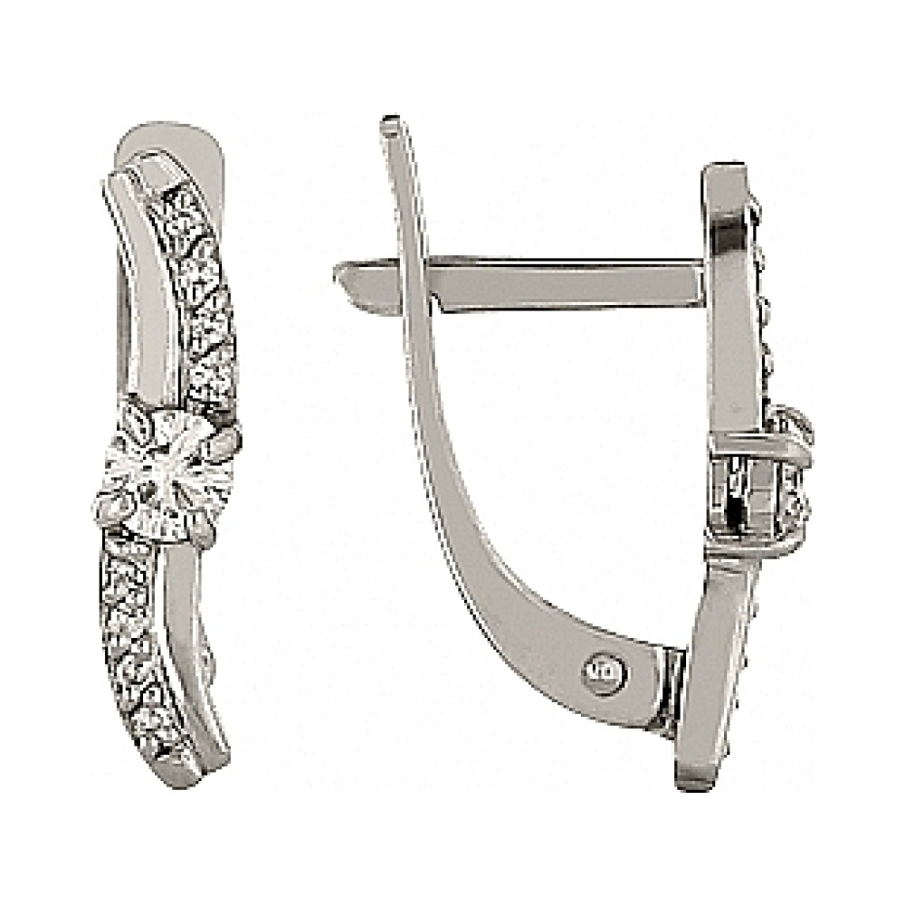 Золотые серьги с бриллиантом № 103277