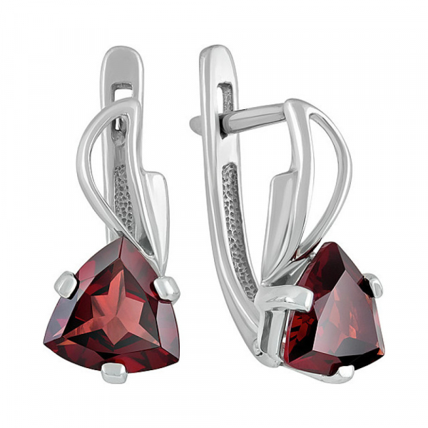 Серебряные серьги с гранатом № 132024