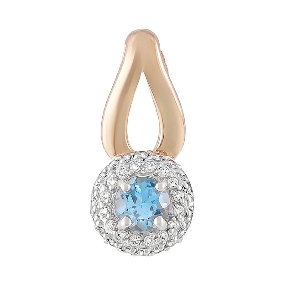 Золотая подвеска с топазом и фианитом № 128505