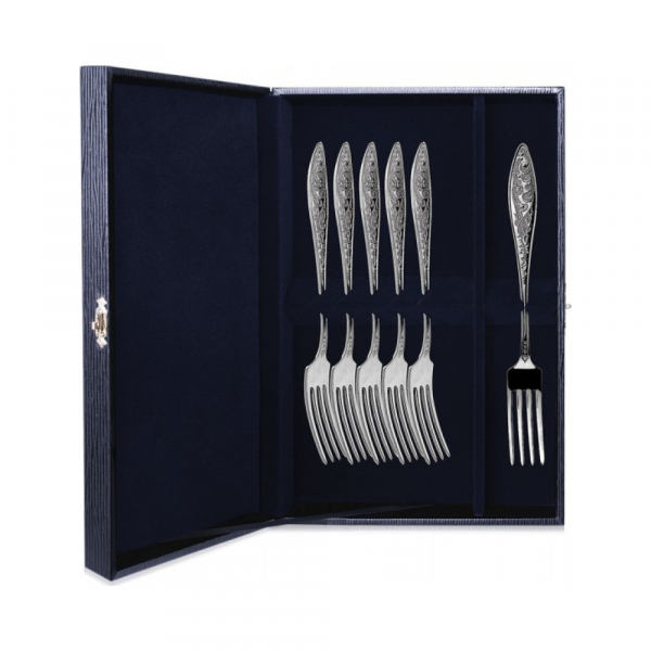 Набор из 6 серебряных десертных вилок  Морозко 