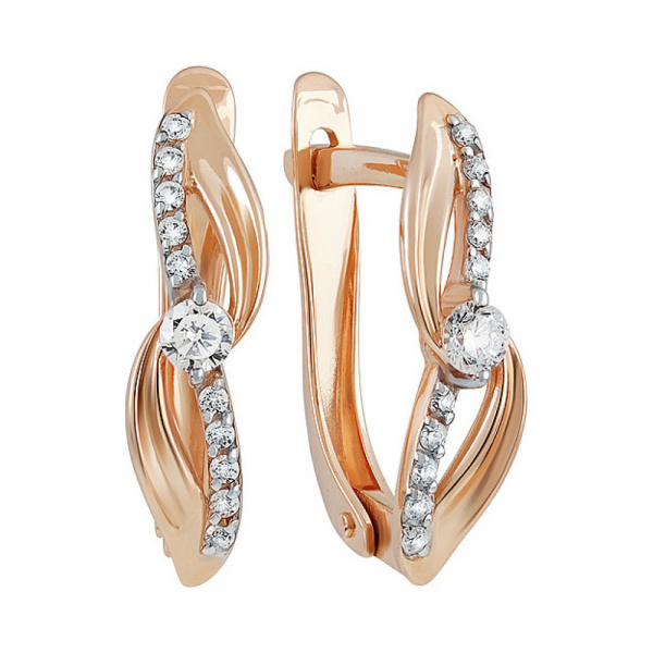 Золотые серьги с фианитом № 137055