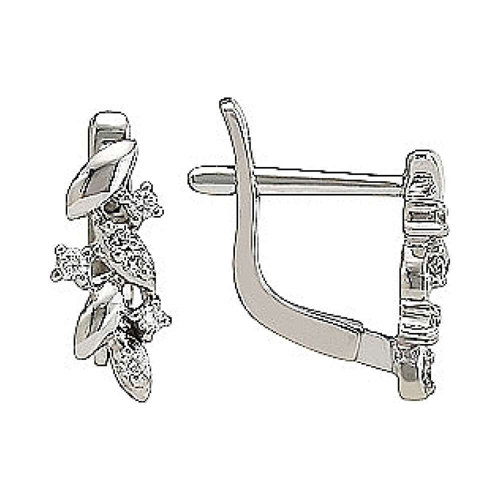 Золотые серьги с бриллиантом № 81927