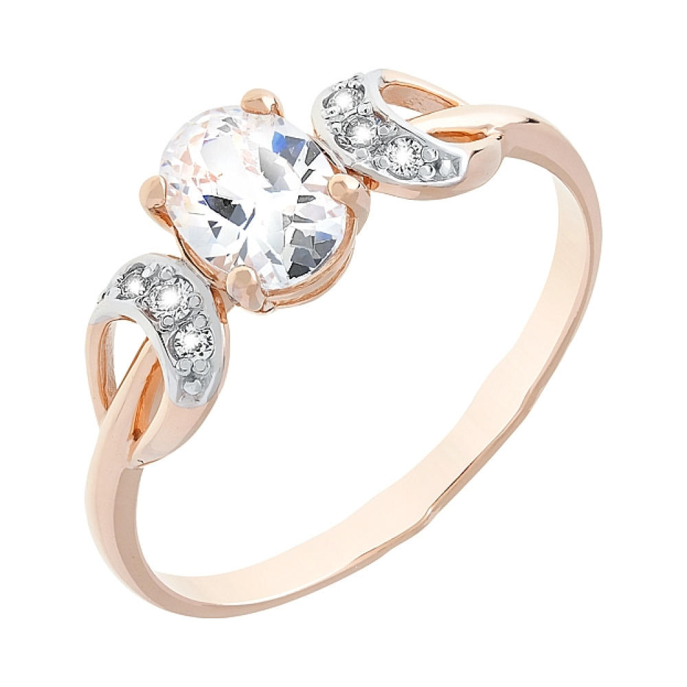 Золотое кольцо с фианитами № 112331