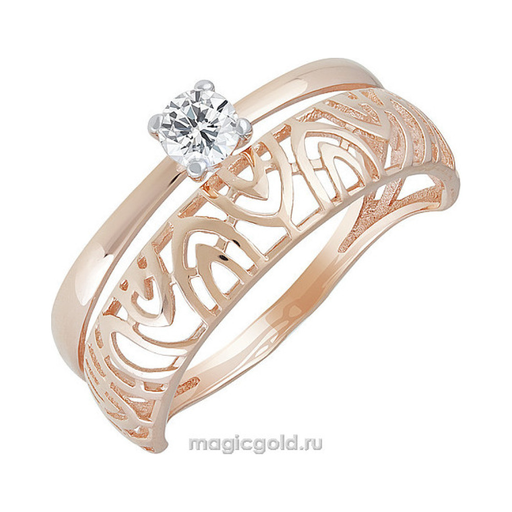 Золотое кольцо с фианитом № 141133