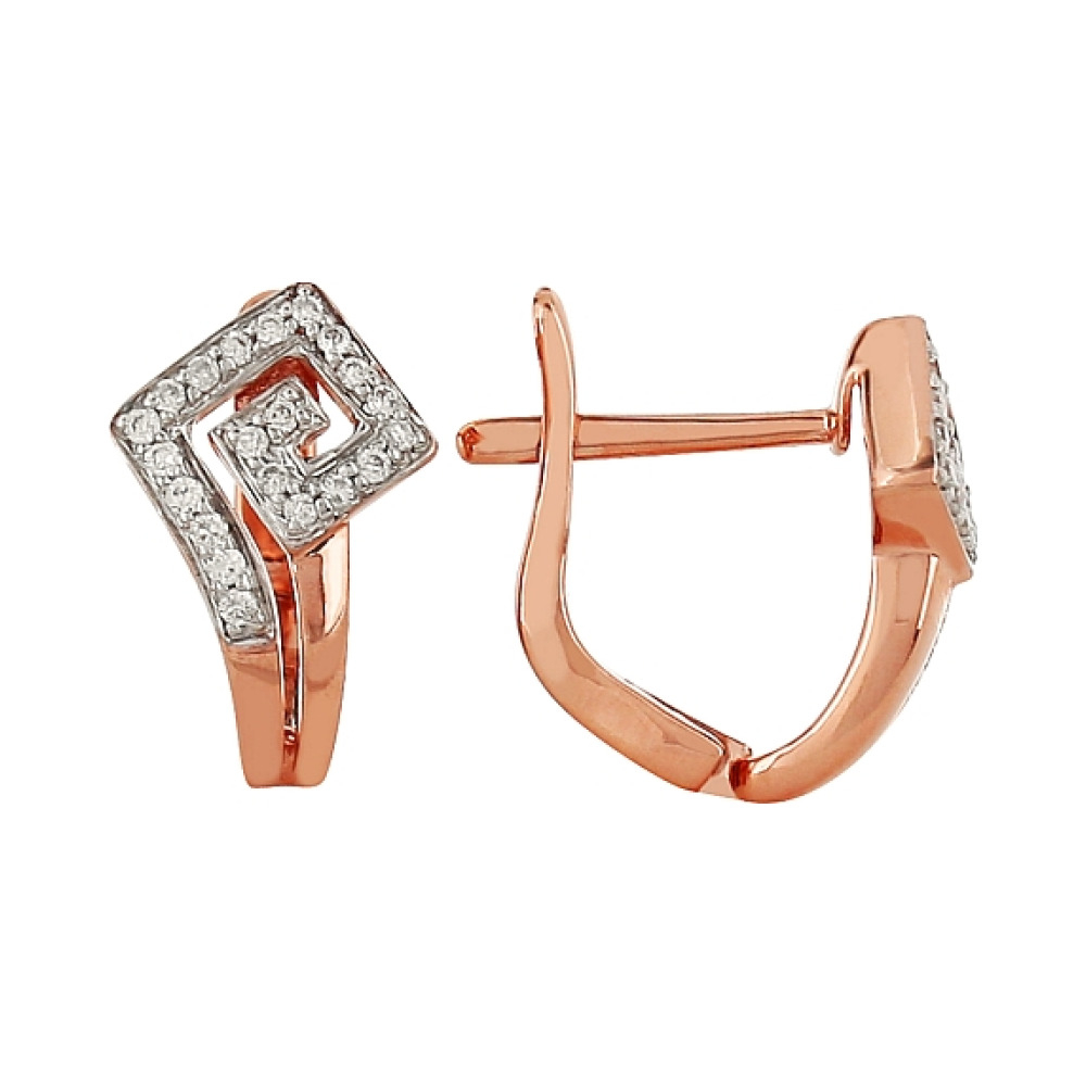 Золотые серьги с бриллиантом № 81974