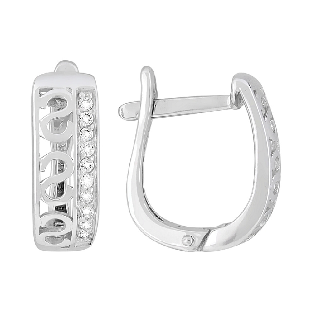 Золотые серьги с бриллиантом № 119046