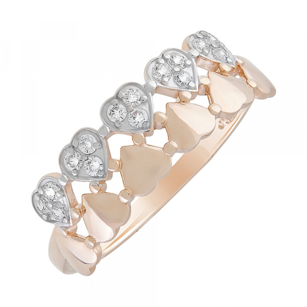 Золотое кольцо с фианитами № 129036