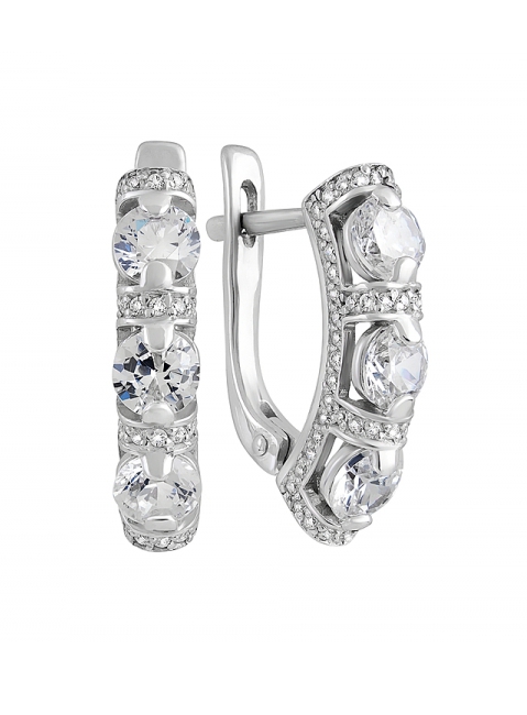 Серебряные серьги с фианитом № 127219