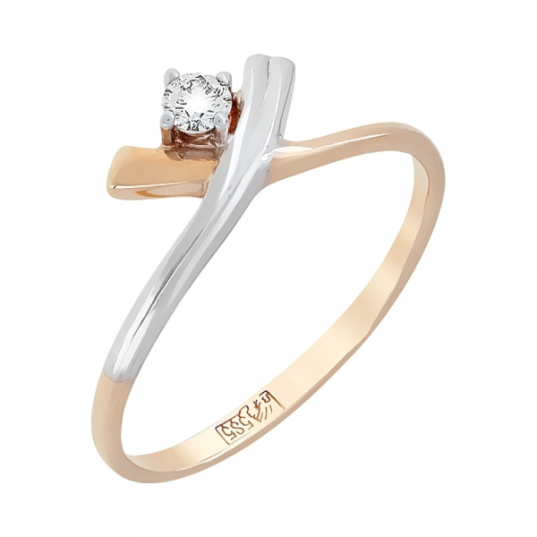 Золотое кольцо с бриллиантом № 110841