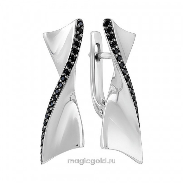 Серебряные серьги с фианитом № 135483