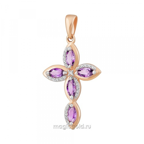Золотая подвеска с аметистом и фианитом № 163510