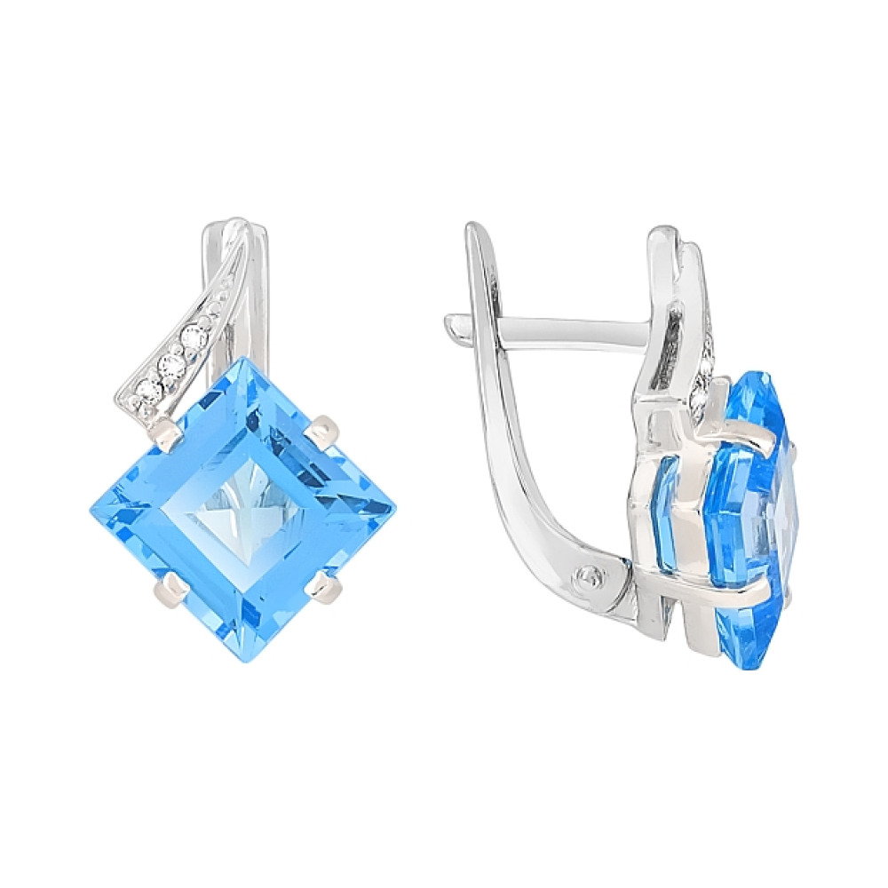 Золотые серьги с топазом и фианитом № 83868