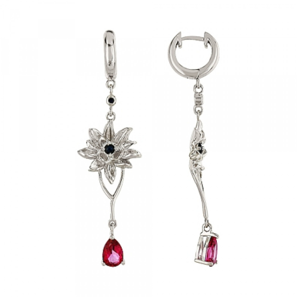 Серебряные серьги с сапфиром и синт.топазом № 96591