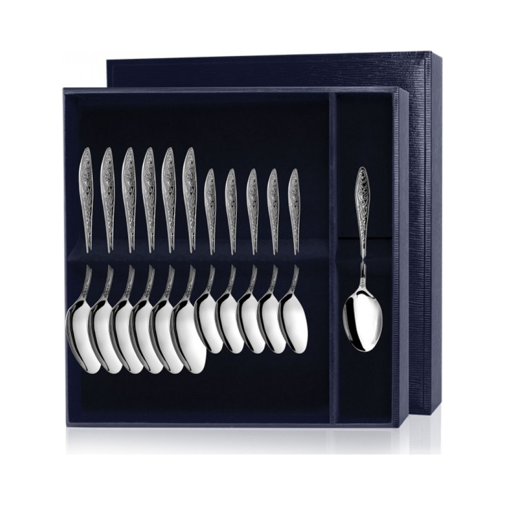 Серебряный десертный набор  Морозко  12 предметов (десертные и чайные ложки)