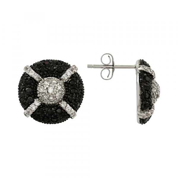 Серебряные серьги с фианитами № 106245