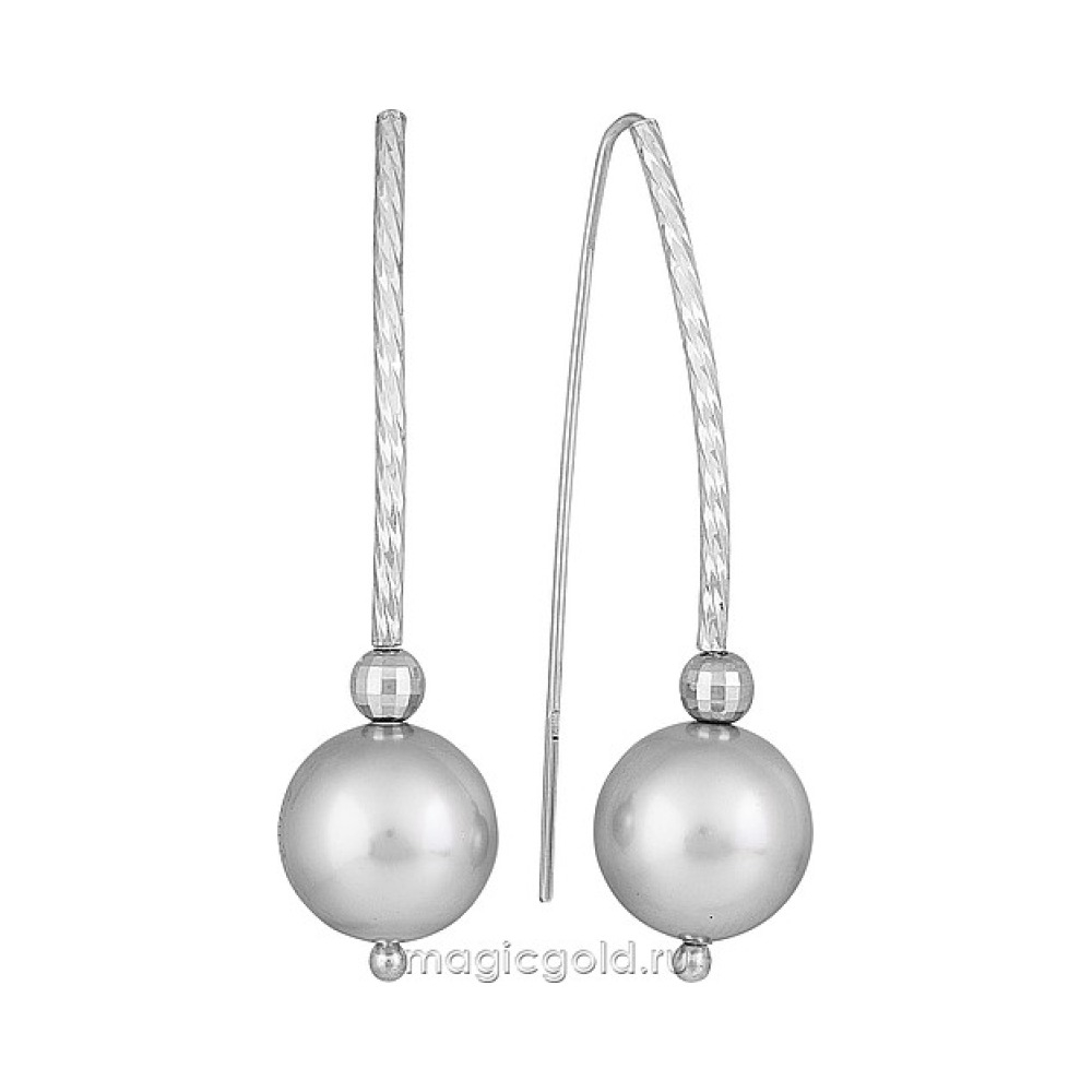 Серебряные серьги с имитац. жемчуга № 166037