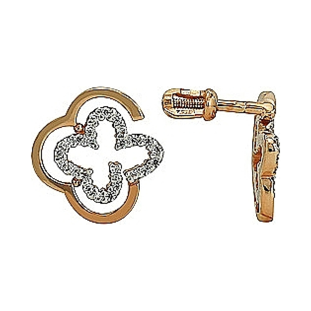 Золотые серьги с фианитом № 73323