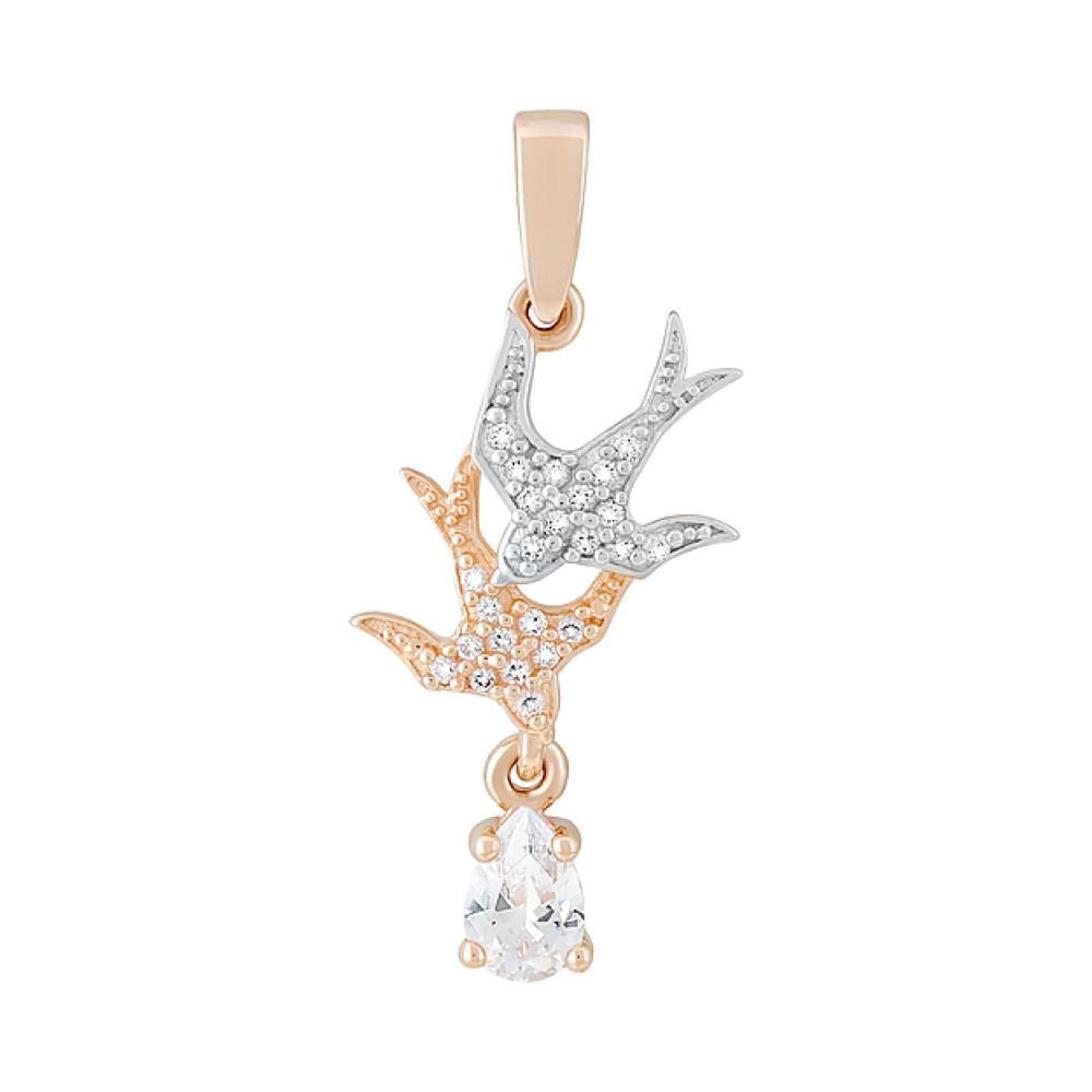 Золотая подвеска с фианитами № 127325