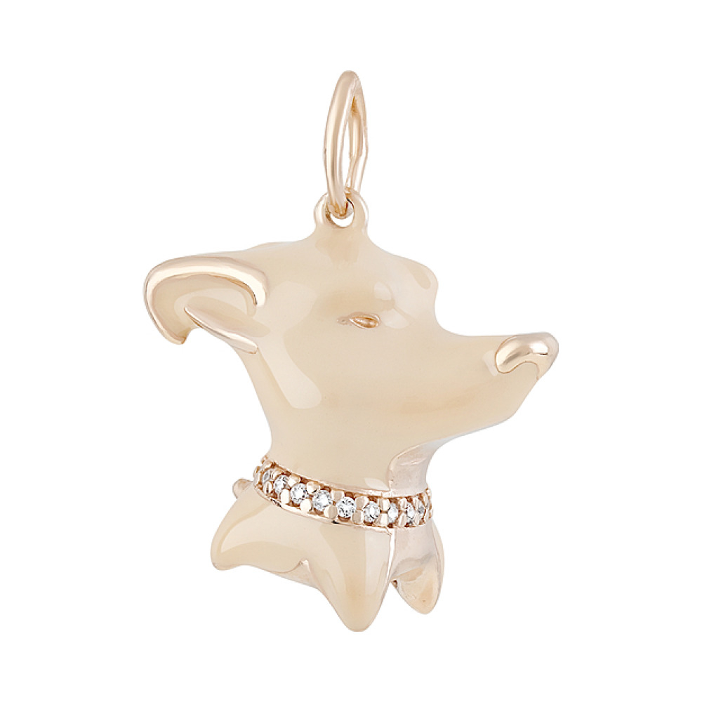 Серебряная подвеска с фианитом эмалью и золотым покрытием № 129152