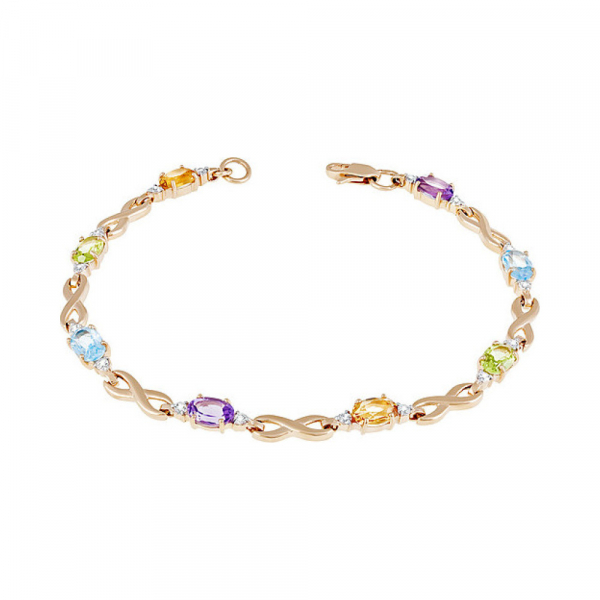 Золотой браслет с полудраг. вставками и фианитом № 127918