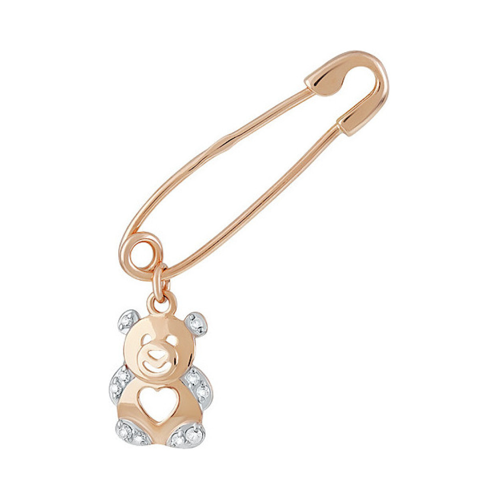 Золотая брошь с фианитом № 137169