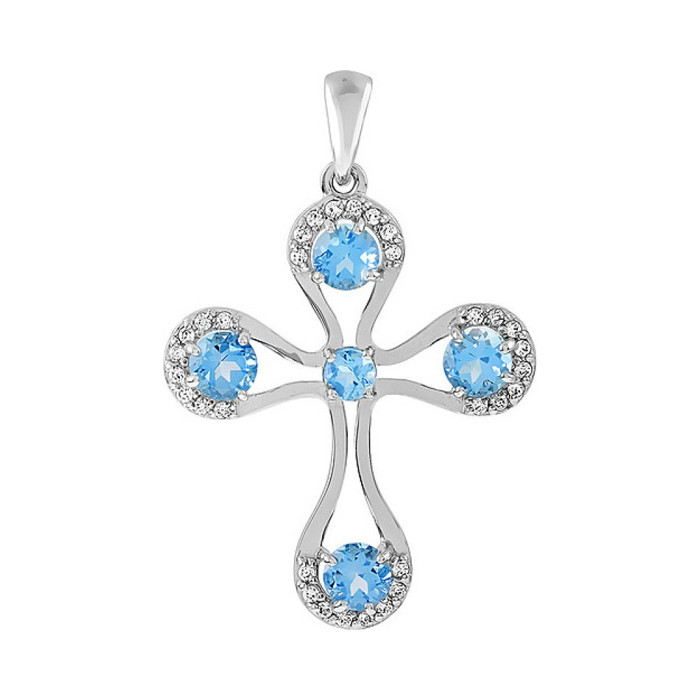 Золотая подвеска с топазом и фианитом № 112037