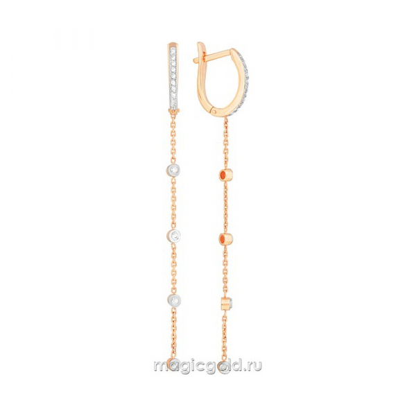 Золотые серьги с фианитом № 172156