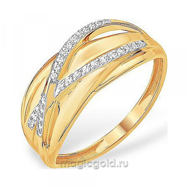 Золотое кольцо с фианитом № 174209