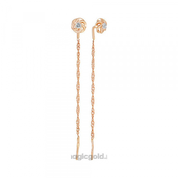 Золотые серьги с фианитом № 139954