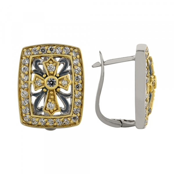 Серебряные серьги с фианитами № 95161