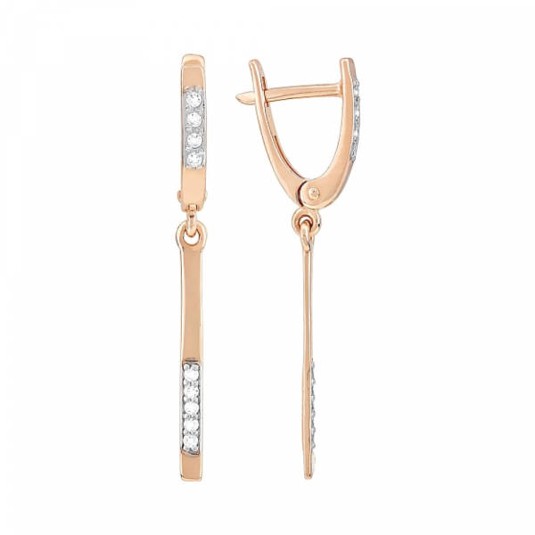 Золотые серьги с фианитом № 80151