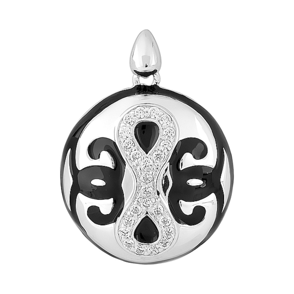 Серебряная подвеска с фианитом и эмалью № 115239