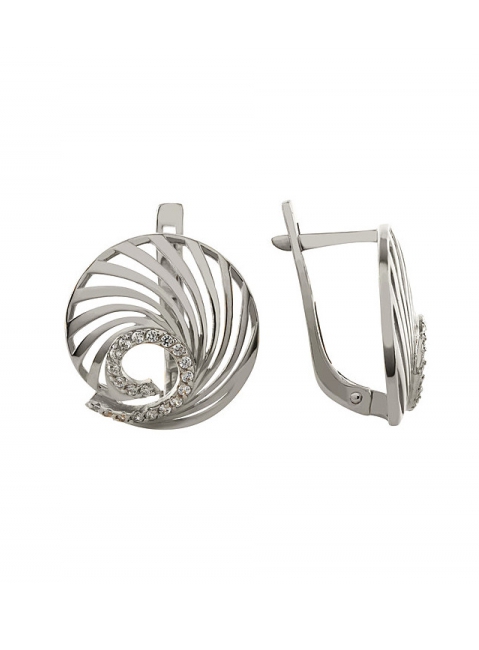 Золотые серьги с фианитом № 95087