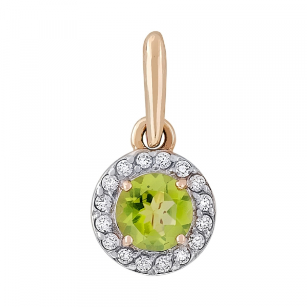 Золотая подвеска с хризолитом и фианитом № 105115