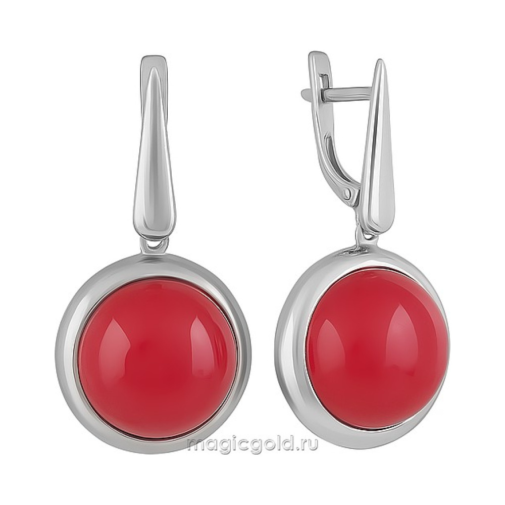 Серебряные серьги с кораллом № 151450