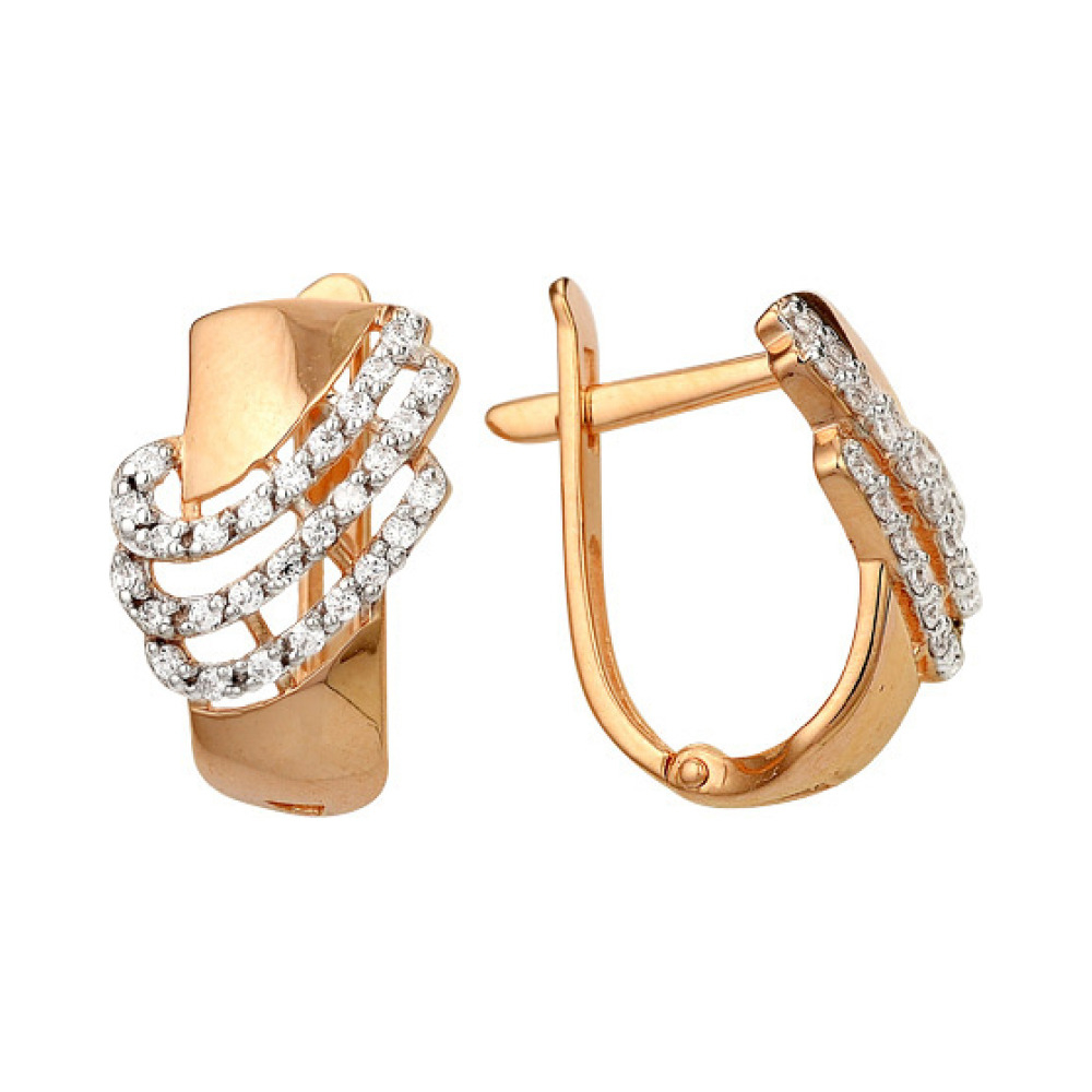 Золотые серьги с фианитом № 141163