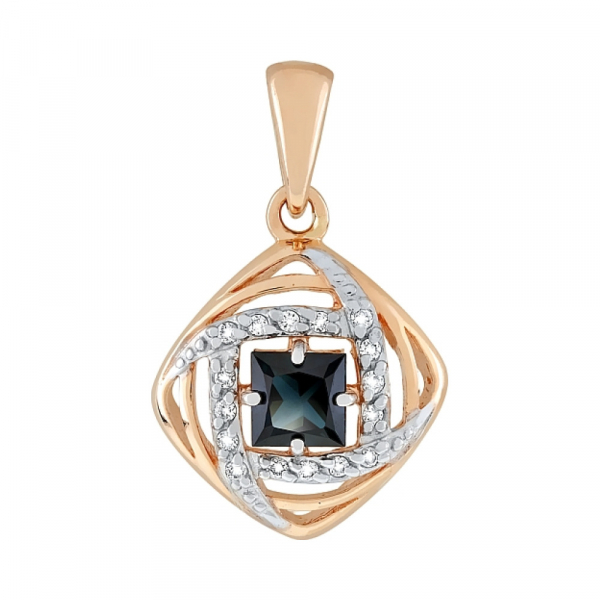 Золотая подвеска с бриллиантом и сапфиром № 119202
