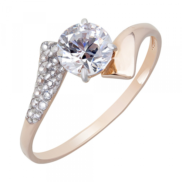 Золотое кольцо с кристаллами swarovski № 122314