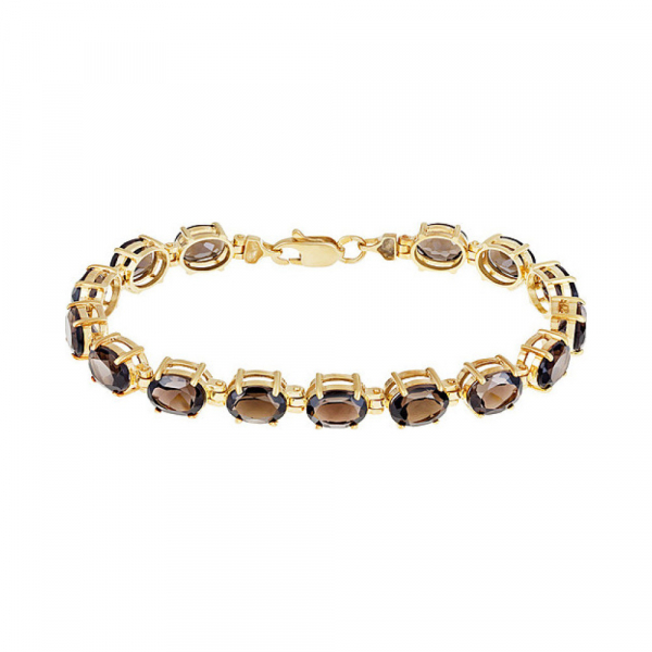 Серебряный браслет с раухтопазом и золотым покрытием № 132924