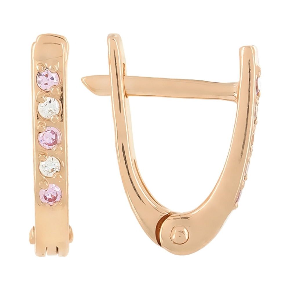 Золотые серьги с фианитом № 102839