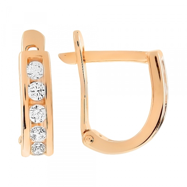 Золотые серьги с фианитом № 71953