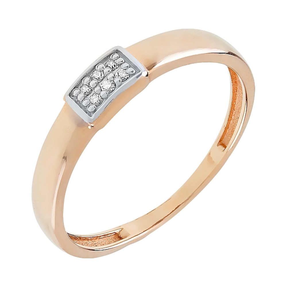 Золотое кольцо с фианитами № 108018